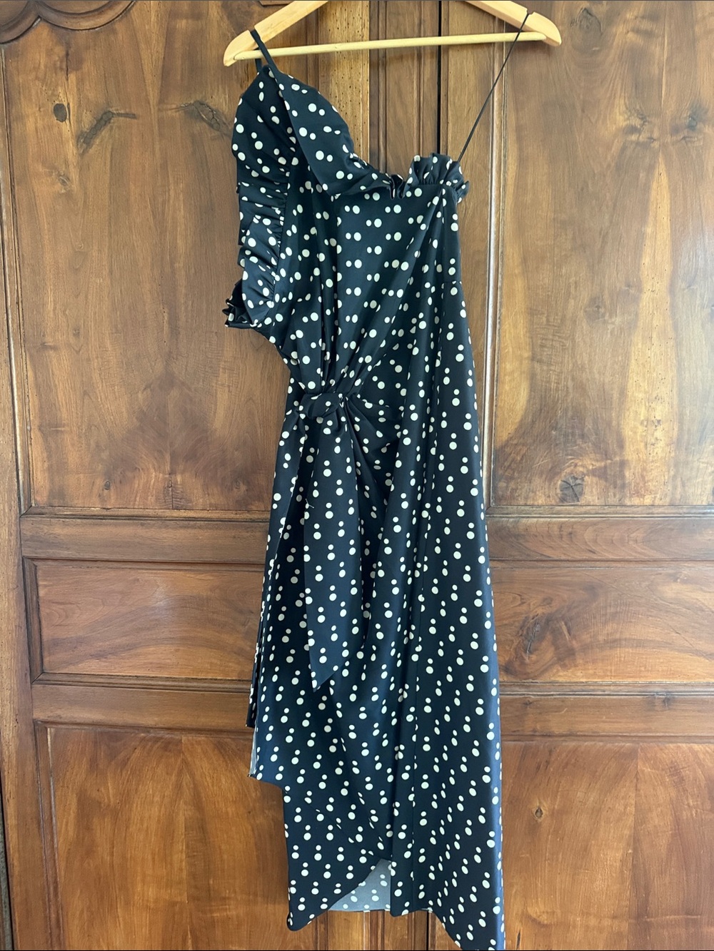 DELPHINE Charlotte Polka Dot One-Shoulder Dress Size 4